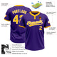 Custom Purple Gold-White Two-Button Unisex Softball Jersey Limited