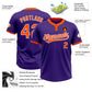 Custom Purple Orange-White Two-Button Unisex Softball Jersey Limited
