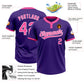 Custom Purple Pink-White Two-Button Unisex Softball Jersey Limited