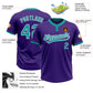 Custom Purple Teal-White Two-Button Unisex Softball Jersey Limited