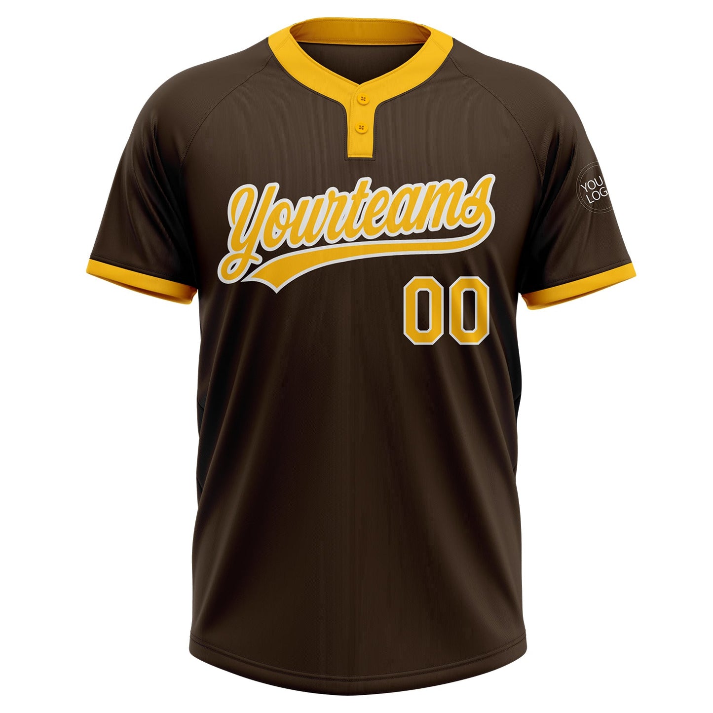 Custom Brown Gold-White Two-Button Unisex Softball Jersey Limited