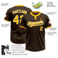 Custom Brown Gold-White Two-Button Unisex Softball Jersey Limited