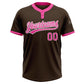 Custom Brown Pink-White Two-Button Unisex Softball Jersey Limited