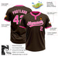 Custom Brown Pink-White Two-Button Unisex Softball Jersey Limited