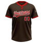 Custom Brown Red-White Two-Button Unisex Softball Jersey Limited