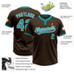 Custom Brown Teal-White Two-Button Unisex Softball Jersey Limited