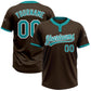 Custom Brown Teal-White Two-Button Unisex Softball Jersey