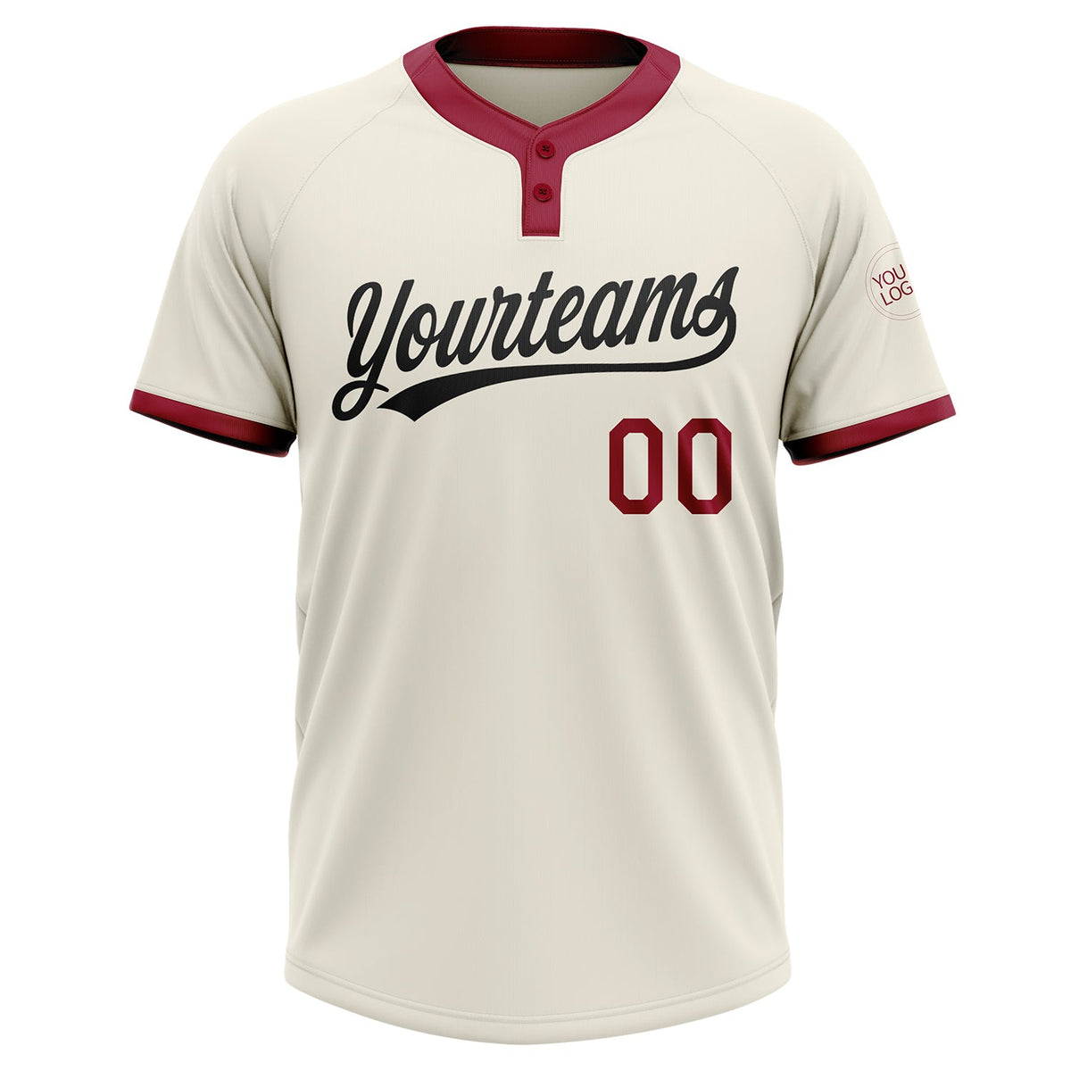 Custom Cream Crimson-Black Two-Button Unisex Softball Jersey Limited