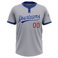 Custom Gray Red-Royal Two-Button Unisex Softball Jersey Limited
