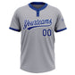 Custom Gray Royal-White Two-Button Unisex Softball Jersey Limited