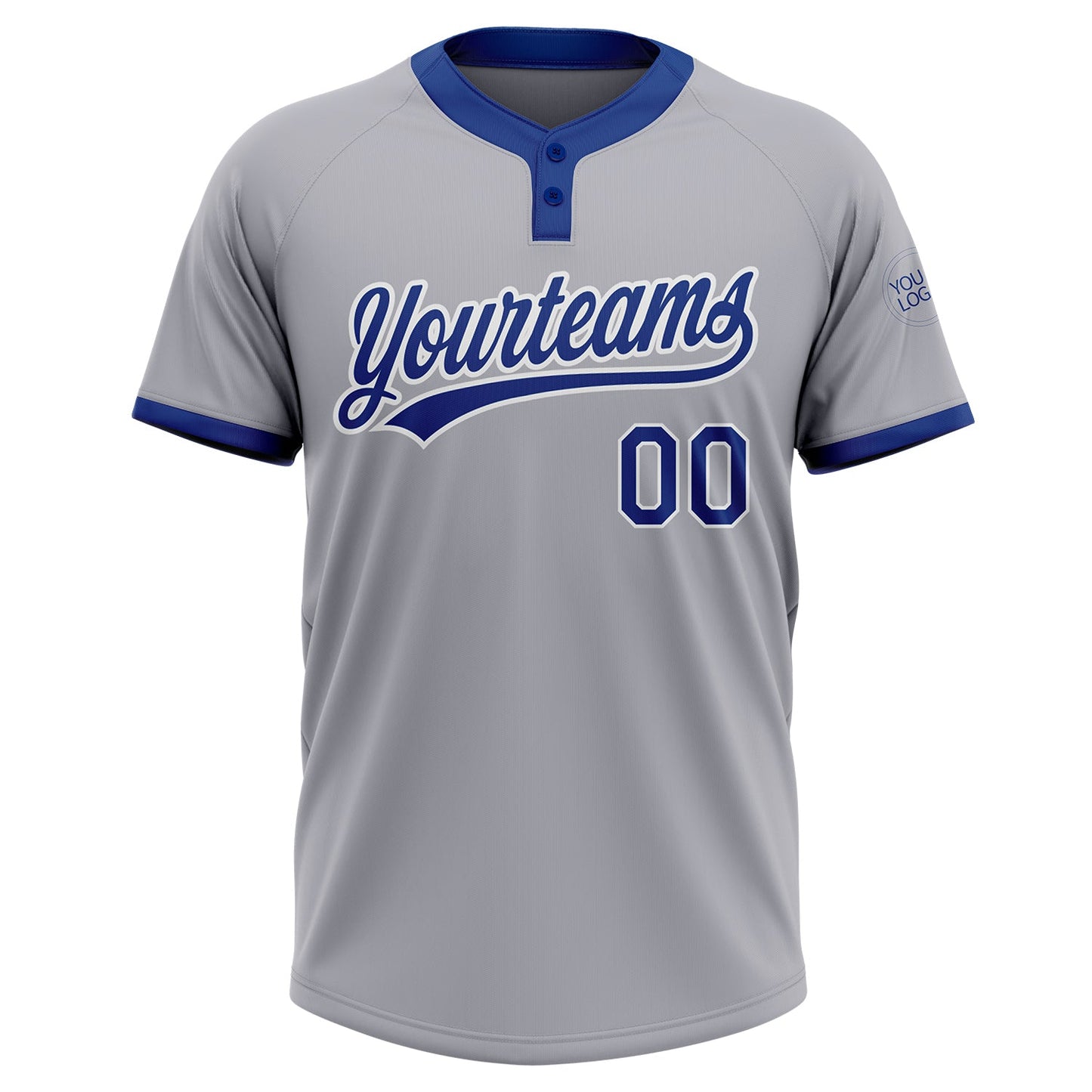 Custom Gray Royal-White Two-Button Unisex Softball Jersey Limited