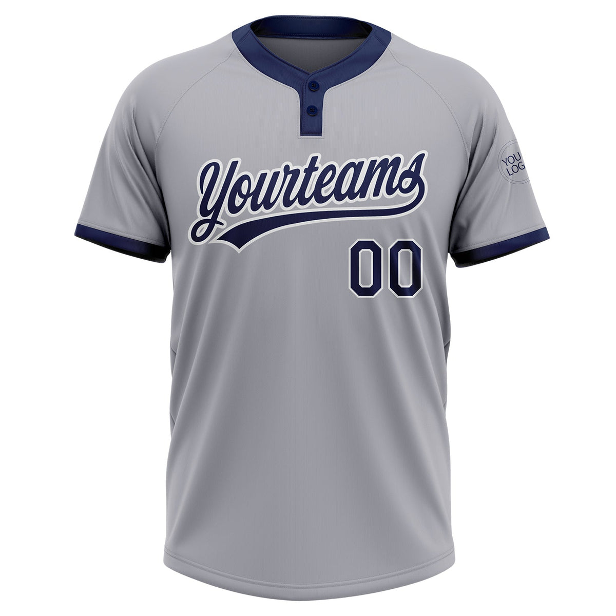 Custom Gray Navy-White Two-Button Unisex Softball Jersey Limited