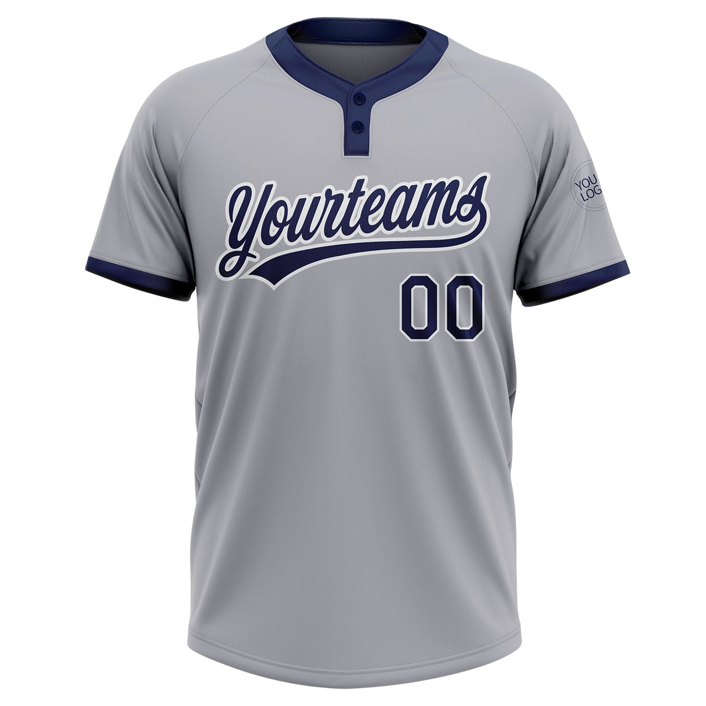 Custom Gray Navy-White Two-Button Unisex Softball Jersey Limited