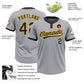 Custom Gray Black-Gold Two-Button Unisex Softball Jersey Limited