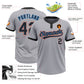 Custom Gray Black Powder Blue-Orange Two-Button Unisex Softball Jersey Limited