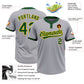 Custom Gray Green-Gold Two-Button Unisex Softball Jersey Limited