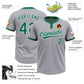Custom Gray Kelly Green-White Two-Button Unisex Softball Jersey Limited