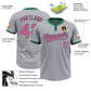 Custom Gray Pink-Kelly Green Two-Button Unisex Softball Jersey Limited