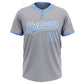 Custom Gray Light Blue-White Two-Button Unisex Softball Jersey Limited