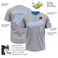 Custom Gray Light Blue-White Two-Button Unisex Softball Jersey Limited
