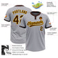 Custom Gray Brown-Gold Two-Button Unisex Softball Jersey Limited
