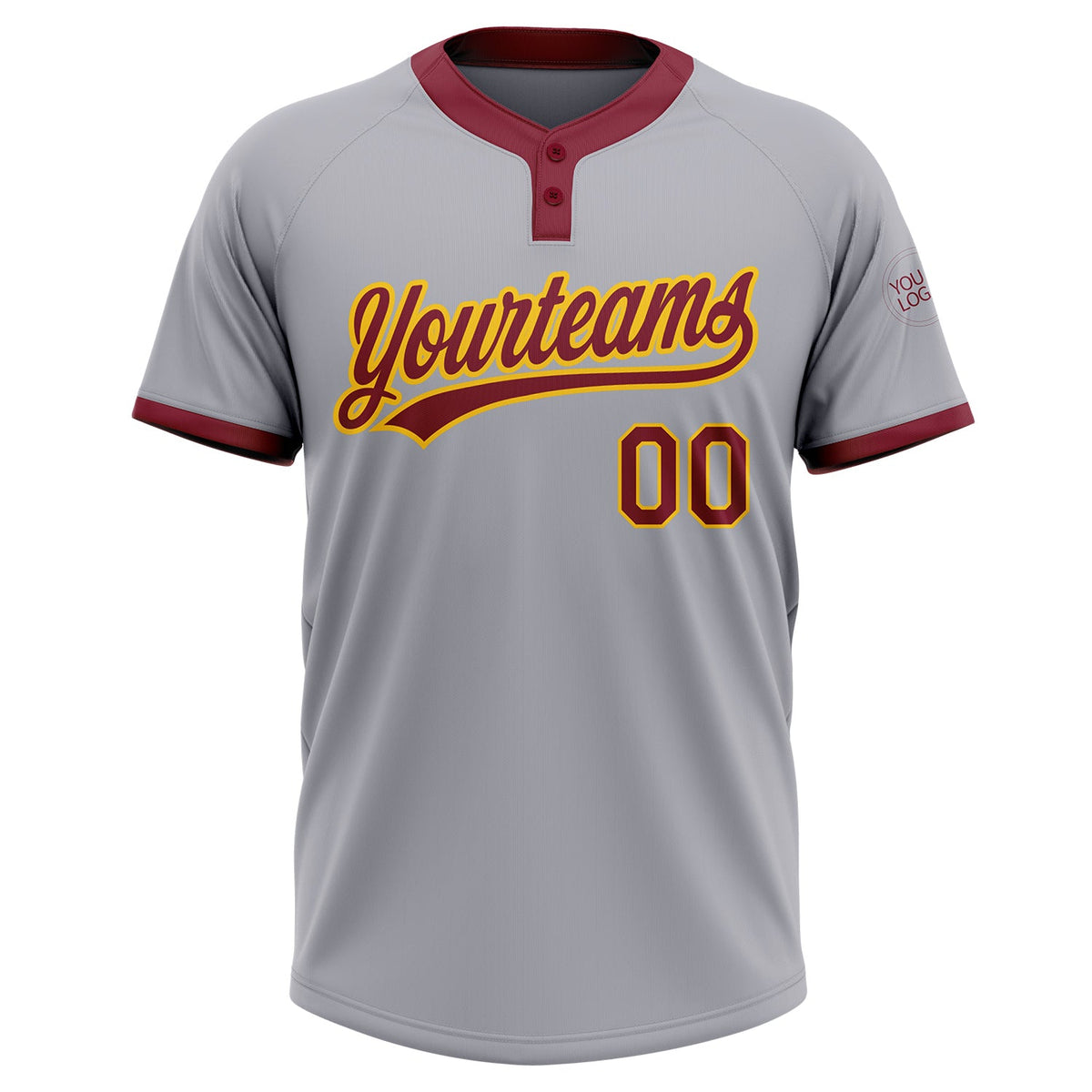 Custom Gray Crimson-Gold Two-Button Unisex Softball Jersey Limited