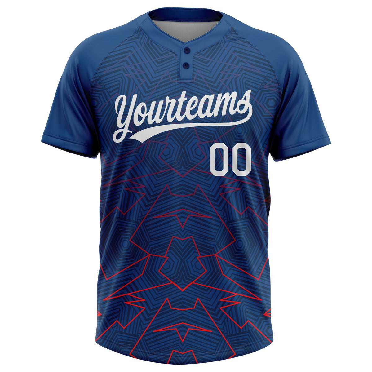 Custom US Navy Blue White-Red 3D Pattern Two-Button Unisex Softball Jersey Limited