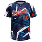 Custom Navy Red-White 3D Pattern Two-Button Unisex Softball Jersey Limited