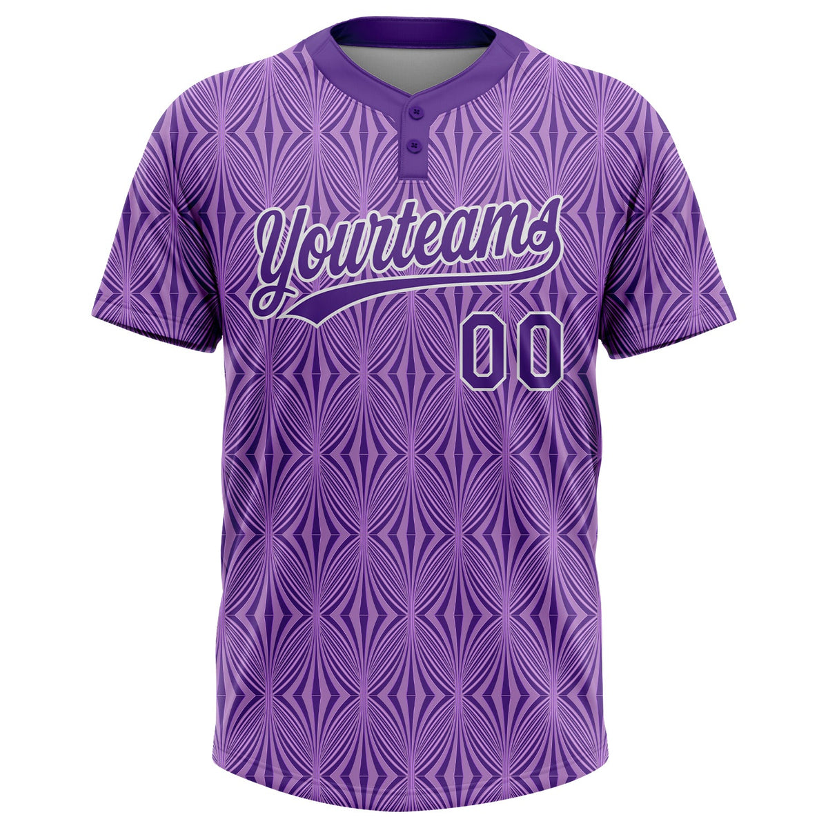 Custom Purple Purple-White 3D Pattern Two-Button Unisex Softball Jersey Limited