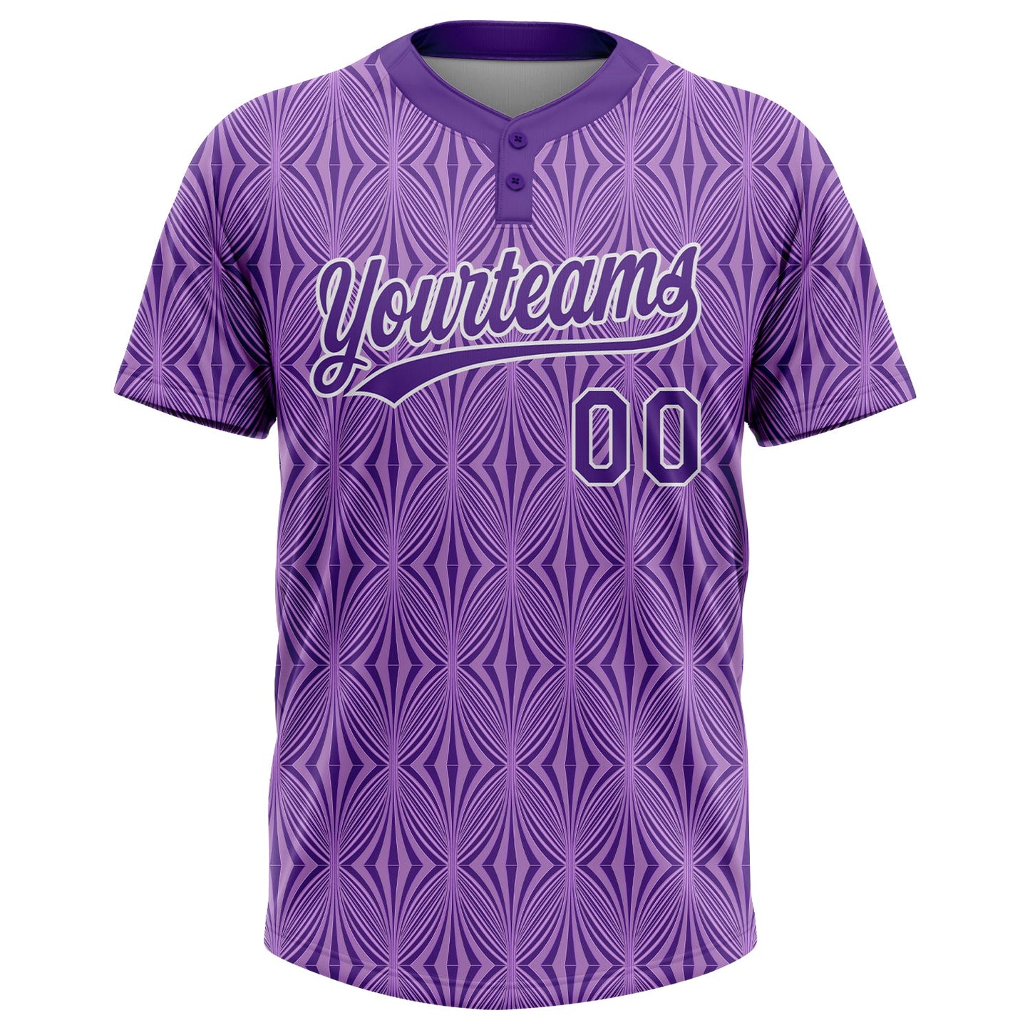 Custom Purple Purple-White 3D Pattern Two-Button Unisex Softball Jersey Limited