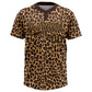 Custom Brown Brown-Old Gold 3D Pattern Leopard Two-Button Unisex Softball Jersey Limited