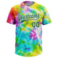 Custom Tie Dye Kelly Green-White 3D Rainbow Two-Button Unisex Softball Jersey Limited