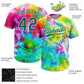 Custom Tie Dye Kelly Green-White 3D Rainbow Two-Button Unisex Softball Jersey Limited