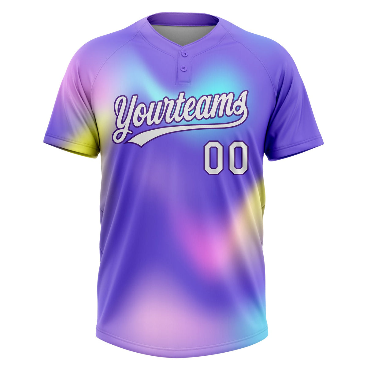 Custom Purple White-Pink 3D Pattern Two-Button Unisex Softball Jersey Limited