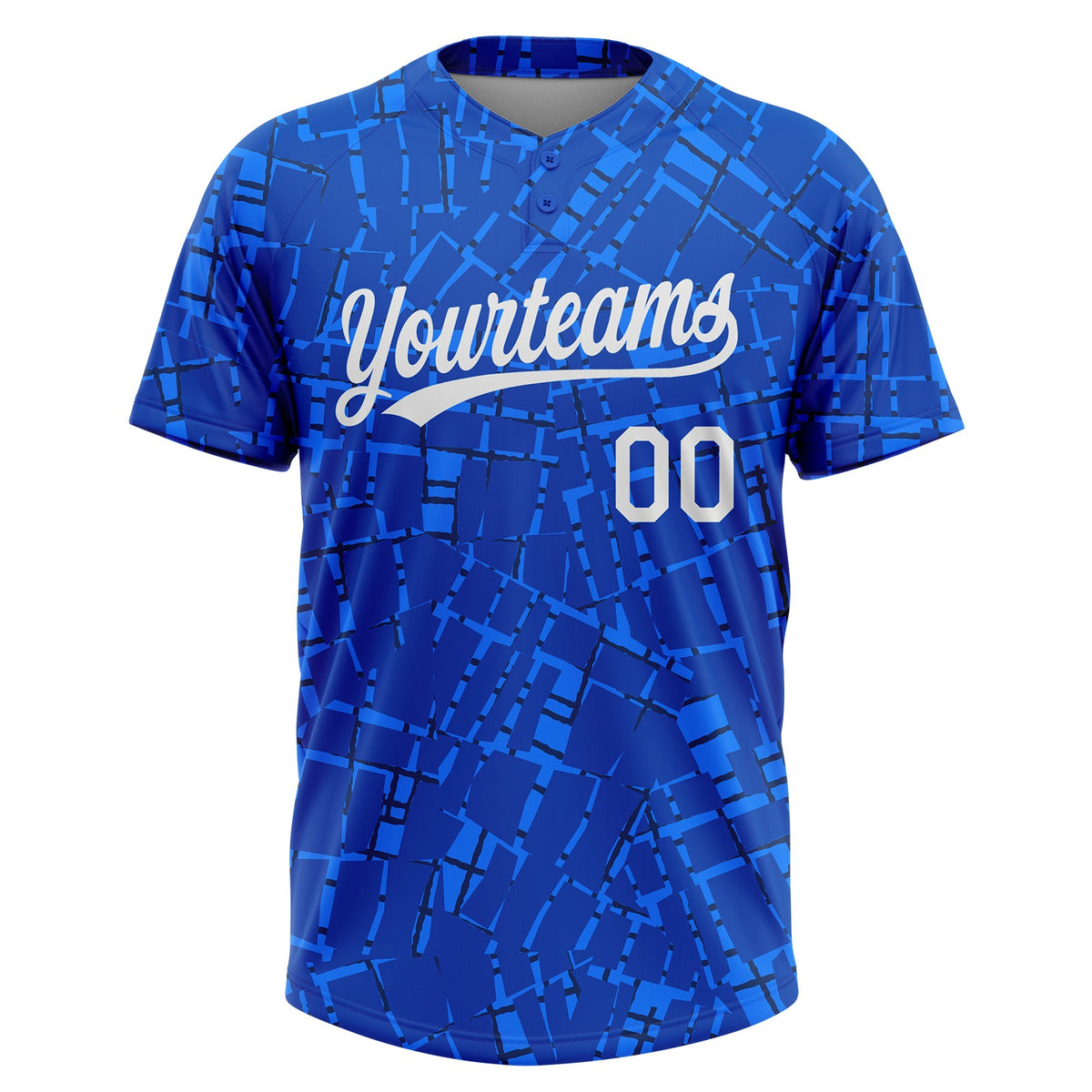 Custom Royal White 3D Pattern Two-Button Unisex Softball Jersey Limited