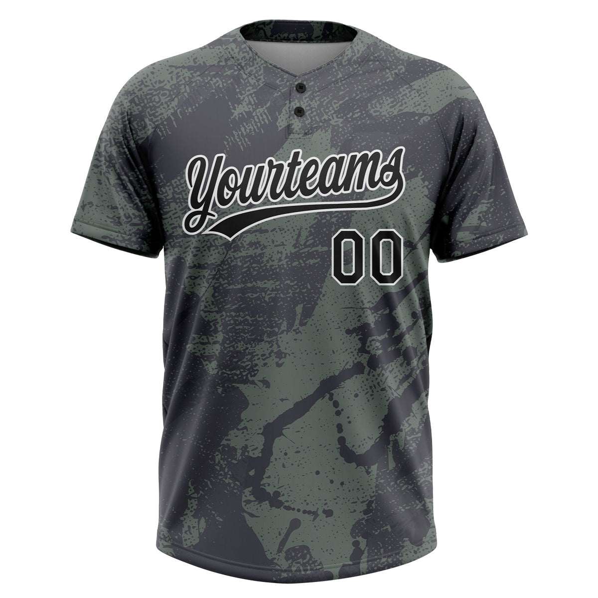 Custom Olive Black-White 3D Pattern Salute To Service Two-Button Unisex Softball Jersey Limited