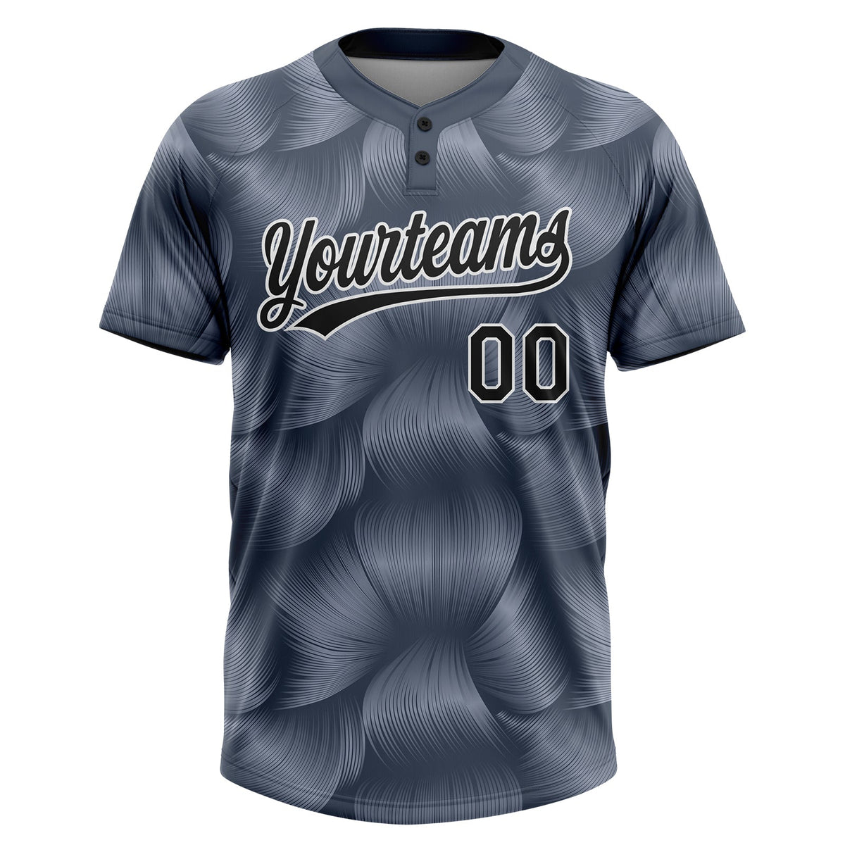 Custom Steel Gray Black-White 3D Pattern Two-Button Unisex Softball Jersey Limited