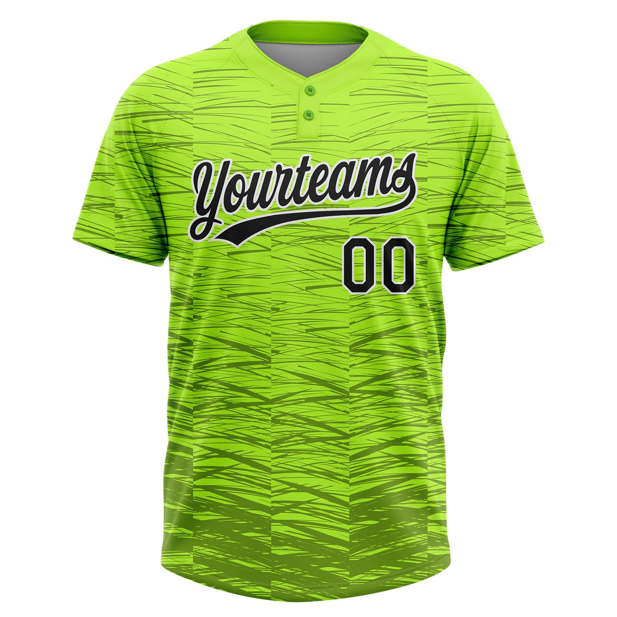 Custom Neon Green Black-White 3D Pattern Two-Button Unisex Softball Jersey Limited