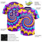 Custom Tie Dye Purple-White 3D Two-Button Unisex Softball Jersey Limited