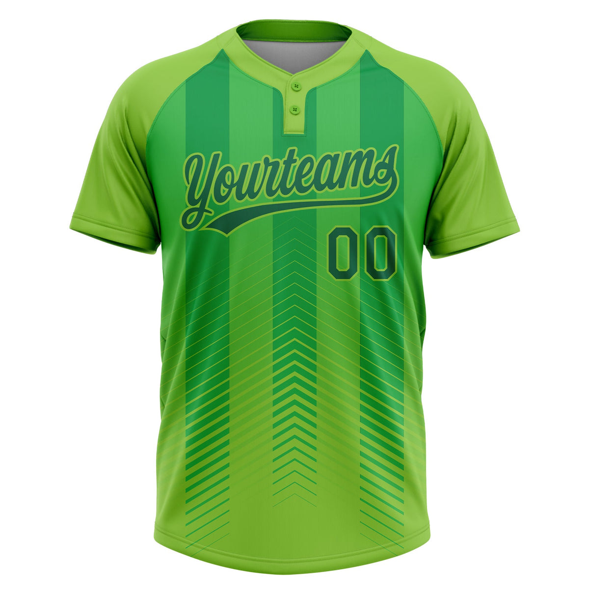 Custom Neon Green Kelly Green 3D Pattern Two-Button Unisex Softball Jersey Limited