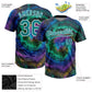 Custom Tie Dye Teal-White 3D Two-Button Unisex Softball Jersey Limited