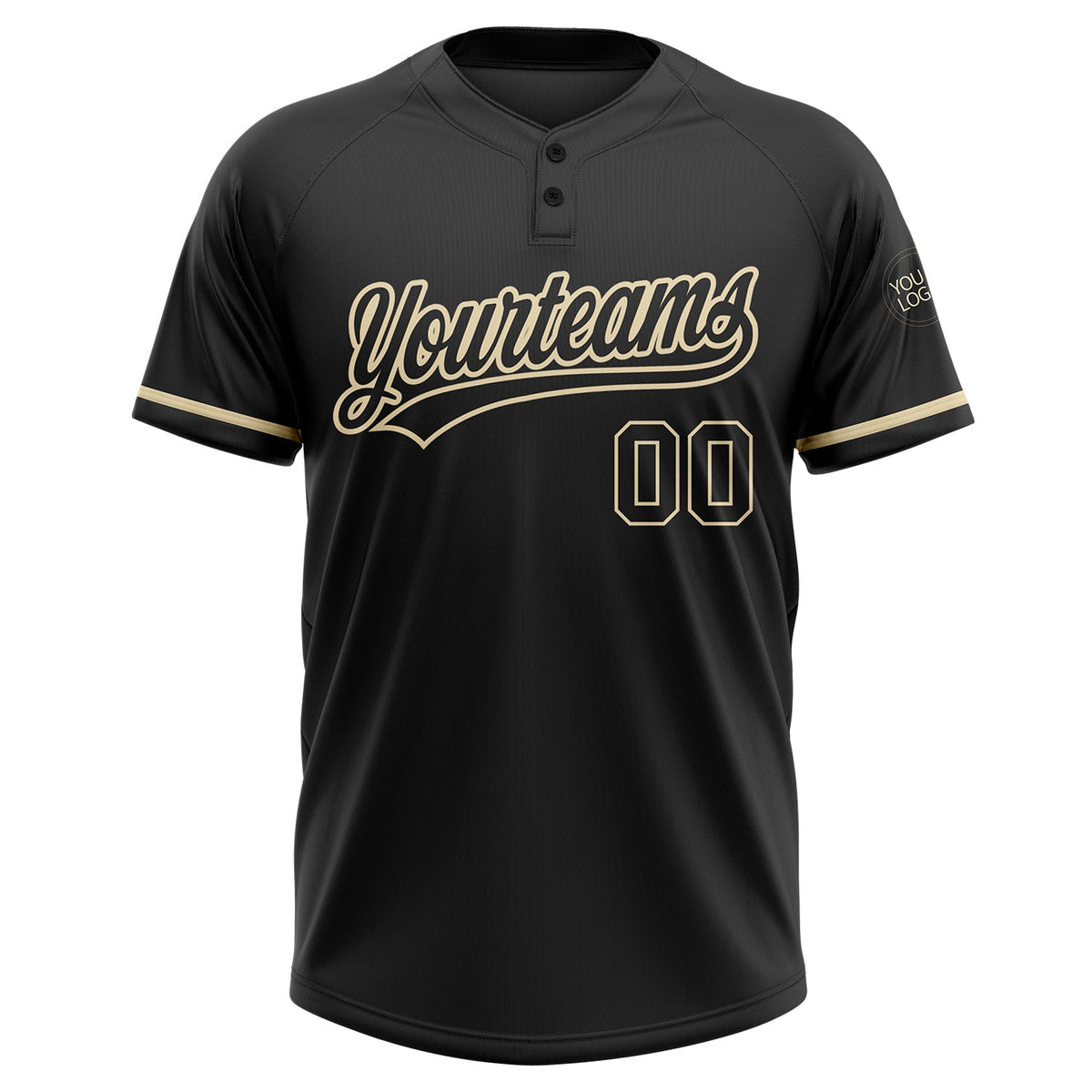 Custom Black Black-City Cream Two-Button Unisex Softball Jersey Limited