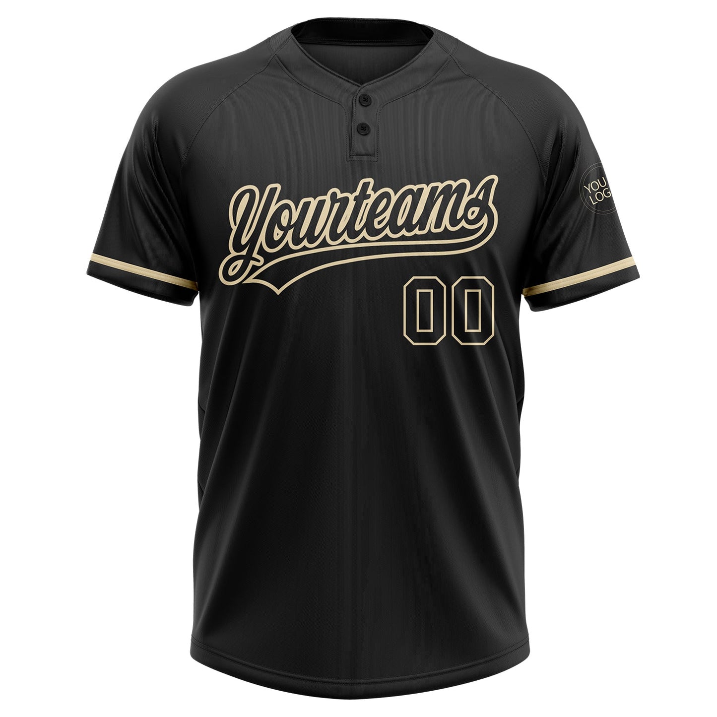 Custom Black Black-City Cream Two-Button Unisex Softball Jersey Limited
