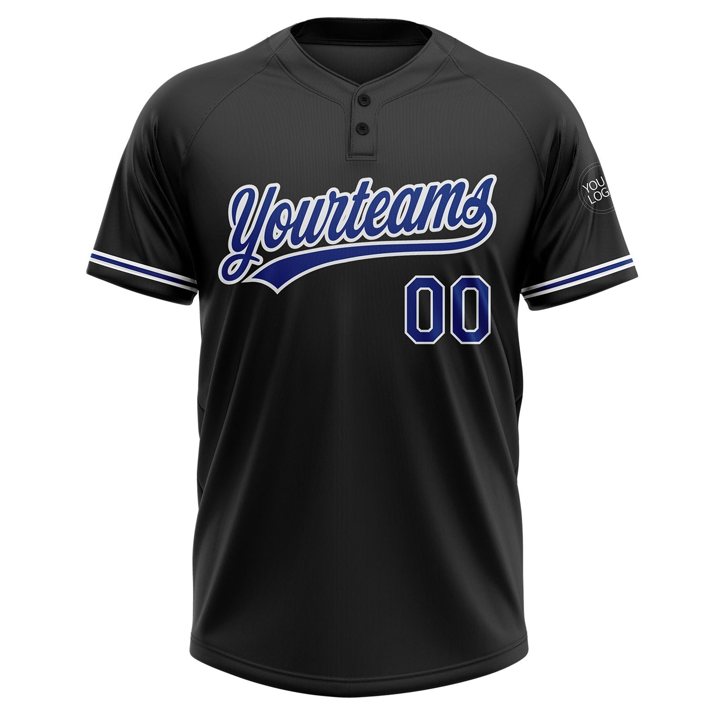 Custom Black Royal-White Two-Button Unisex Softball Jersey Limited