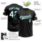 Custom Black White-Teal Two-Button Unisex Softball Jersey Limited