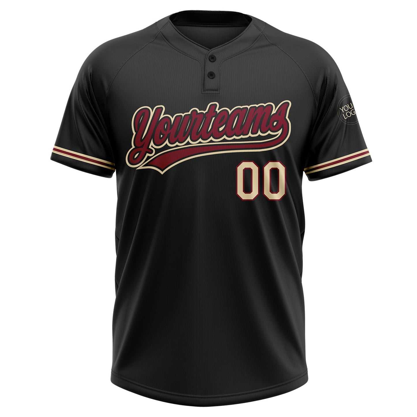 Custom Black Crimson-City Cream Two-Button Unisex Softball Jersey Limited