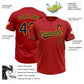 Custom Red Navy-Yellow Two-Button Unisex Softball Jersey Limited