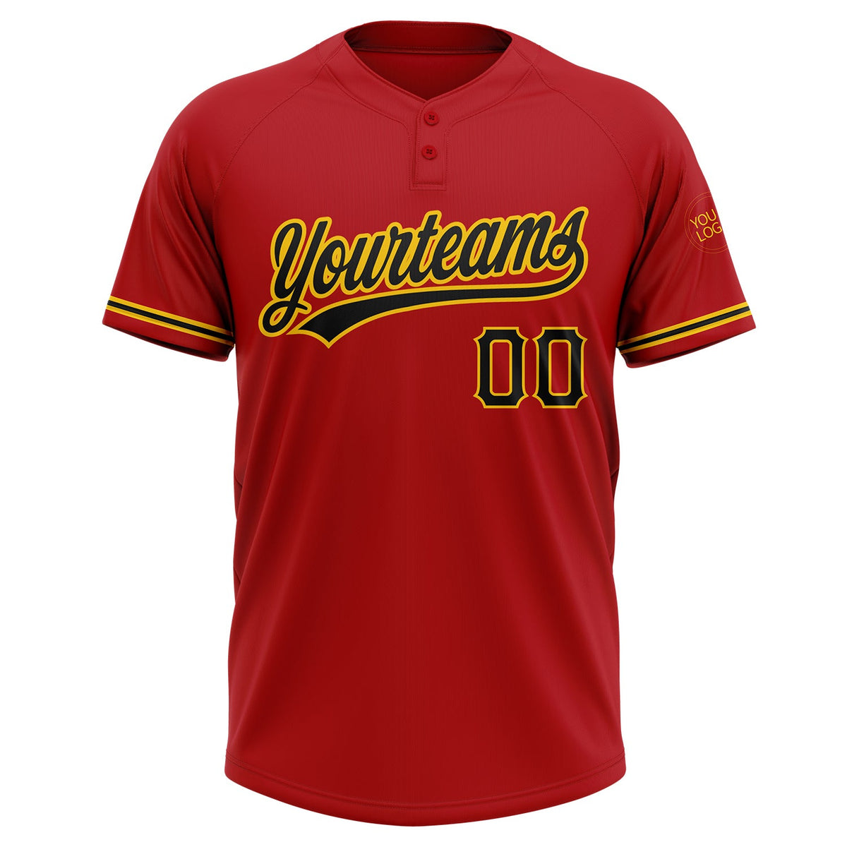 Custom Red Black-Yellow Two-Button Unisex Softball Jersey Limited