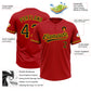 Custom Red Black-Yellow Two-Button Unisex Softball Jersey Limited