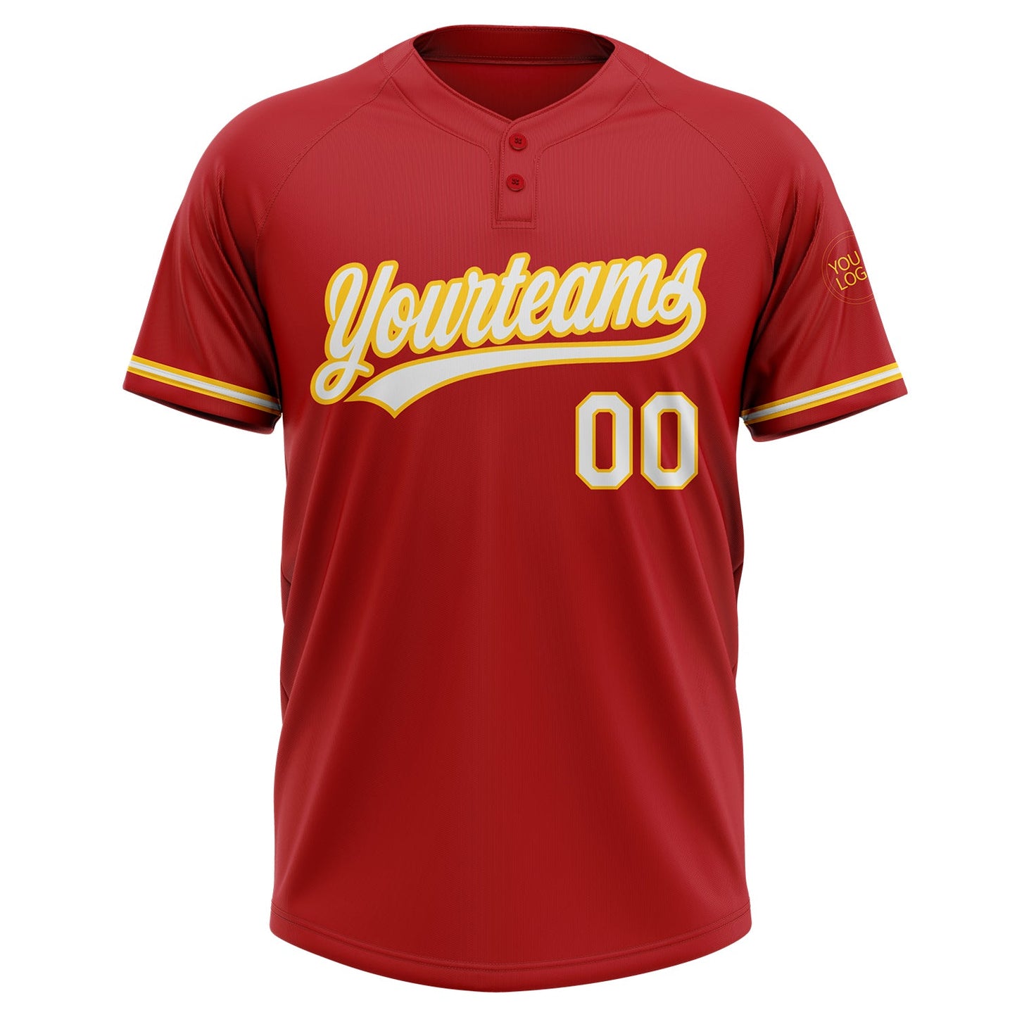 Custom Red White-Yellow Two-Button Unisex Softball Jersey Limited